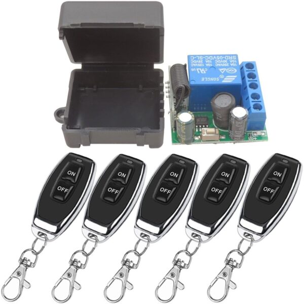 DieseRC 5301 Funk-Relais 433 MHz, 1 Kanal, Empfänger 5 bis 30 V mit Handsender, Ausführung 1 Empfänger und 5 Handsender