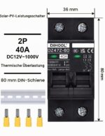 DIHOOL DC-Trennschalter 1000 VDC, 40 A, 2-polig, Hutschiene – Bild 5
