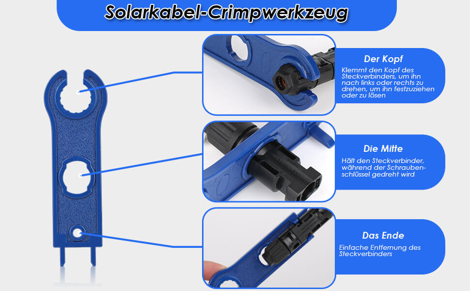 Selizo MC4-Solarstecker Set mit zwölf Paar Steckern und Montageschlüssel – Detail 2