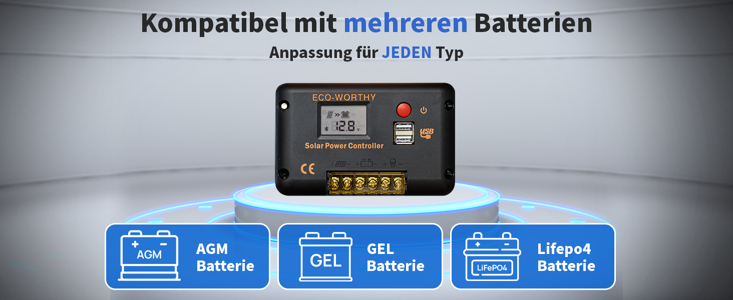 ECO-WORTHY 30 A PWM Solarladeregler 12/24 V mit Bluetooth und LCD – Detail 3