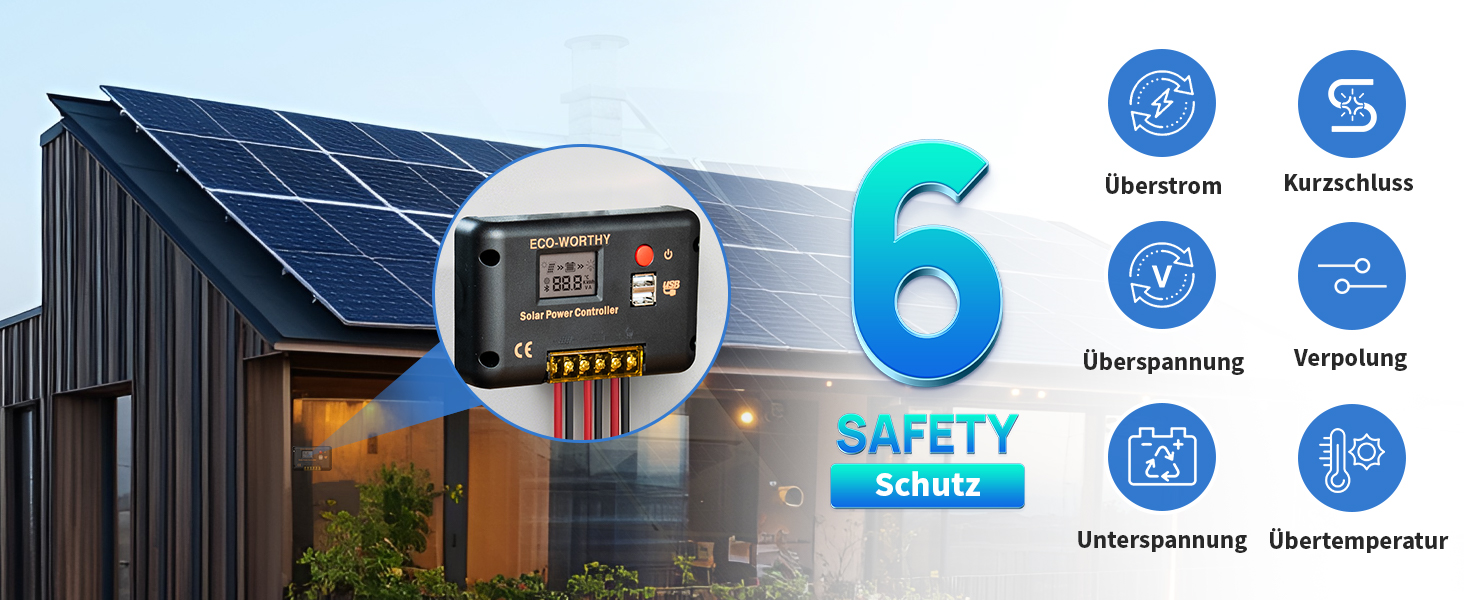 ECO-WORTHY 30 A PWM Solarladeregler 12/24 V mit Bluetooth und LCD – Detail 2