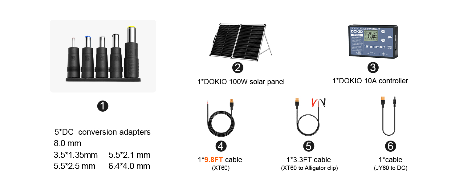 DOKIO Solarkoffer 100 W 18 V faltbares Solarpanel mit Laderegler – Detail 3