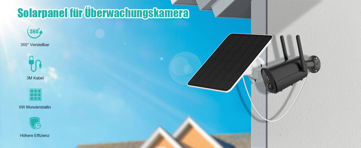 EverExceed 6-W-Solarpanel mit USB-C für Akku-Überwachungskameras – Detail 1