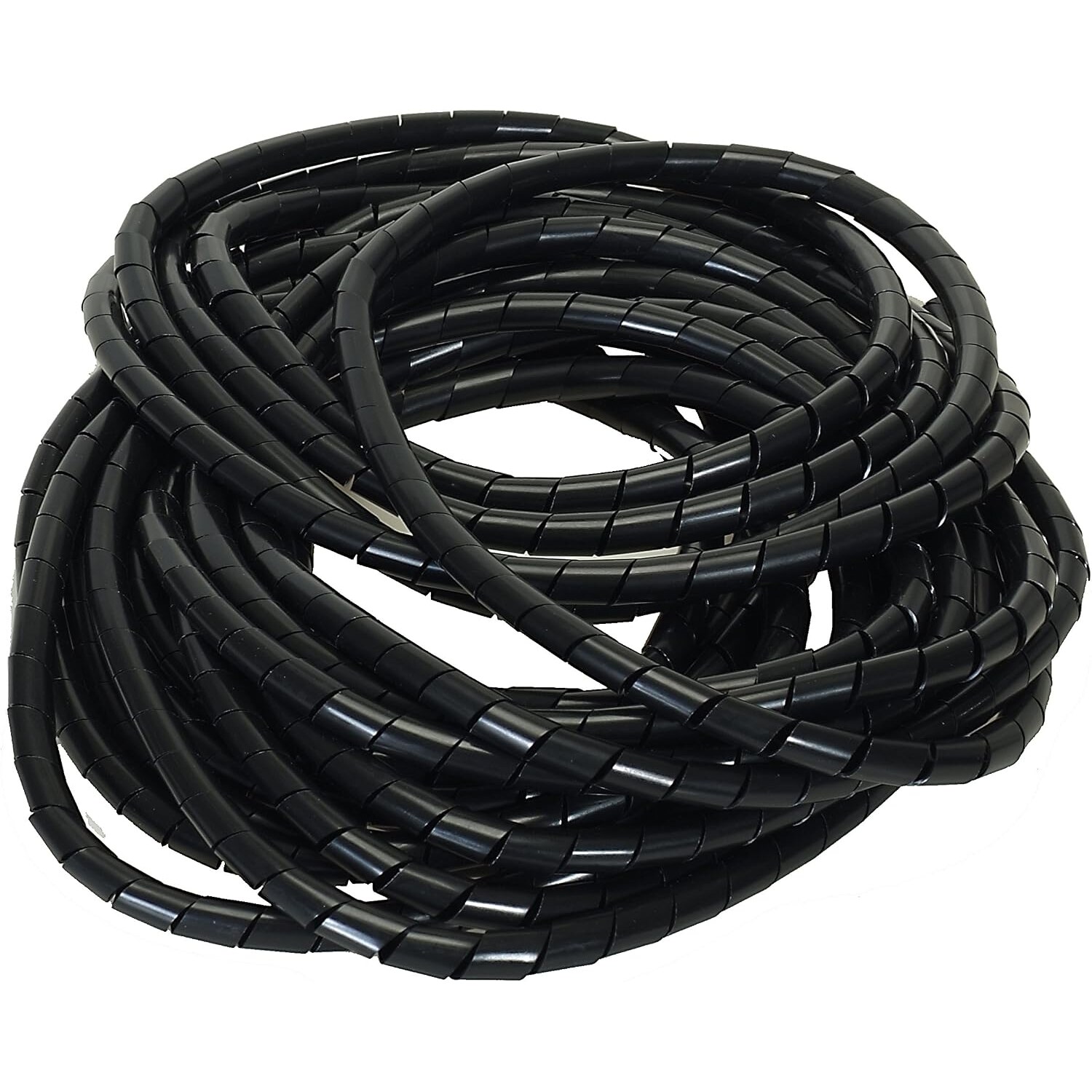 Alkan Kabelspirale schwarz, Bündelbereich Ø 15-100 mm, 10 m – Ansicht 1 Aufgerollte schwarze Kabelspirale aus Polyethylen, Nenndurchmesser 15 mm, 10 Meter
