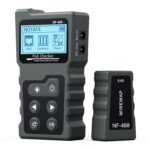 Schwarzer PoE- und Netzwerkkabeltester Noyafa NF-488 mit beleuchtetem LCD, Tastenfeld und separatem RJ45-Fernstück
