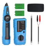Blauer Leitungssucher Mastfuyi FY869B mit Sender und Empfänger, Krokodilklemmen-Kabel, RJ45-Adapterkabel und Aufbewahrungstasche