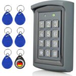 MATHFEL Codeschloss AC290SDK in Anthrazit aus druckgegossenem Aluminium mit Zifferntastatur und fünf blauen RFID-Transpondern