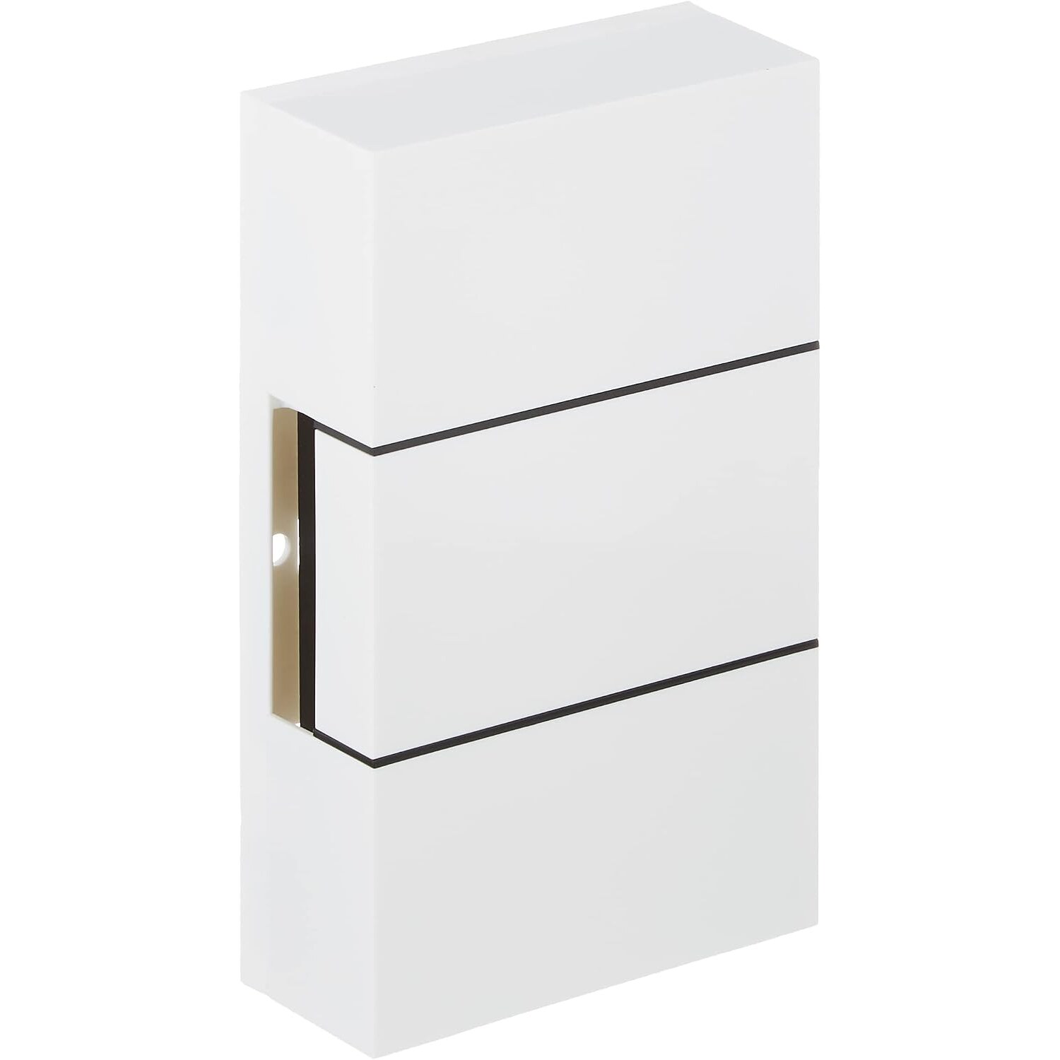 Honeywell Home D117 mechanischer Gong Ding Dong, 2 Töne, 80 dB – Ansicht 1 Weisser Aufputz-Gong Honeywell Home D117 mit zwei schmalen dunklen Zierfugen an der Front