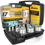 Siebzehnteiliges Amboss White Edition Lochsägen-Set aus Bi-Metall im schwarzen Koffer mit vierzehn weissen Lochsägen von 20 bis 83 mm