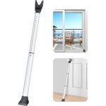 Weisse dreiteilige Türsicherungsstange aus Metall mit Y-förmigem Kopf und schwarzem Gummifuss