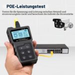 Schwarzer PoE- und Netzwerkkabeltester Noyafa NF-488 mit beleuchtetem LCD, Tastenfeld und separatem RJ45-Fernstück