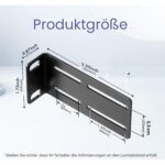 Zwei schwarze Montagewinkel aus Metall mit Langlöchern für 19-Zoll-Racks, daneben Schrauben in M3, M4 und M6 sowie vier Druckknöpfe
