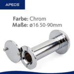 Verchromter APECS Türspion 6016 aus Messing mit Weitwinkellinse und drehbarer Sichtschutzklappe