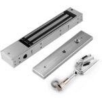 Silbernes Elektromagnetschloss aus Aluminium mit Ankerplatte und Z-förmiger Montagehalterung