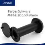 Schwarzer APECS Türspion 6016 aus Messing mit Weitwinkellinse und drehbarer Sichtschutzklappe