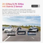 Schwarze Dashcam VIOFO A119 Mini 2 mit Farbdisplay und Starvis-2-Kennzeichnung, daneben ein Smartphone mit Kartenansicht