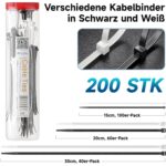 Cable Matters Nylon-Kabelbinder-Set mit schwarzen und weissen Kabelbindern in mehreren Längen