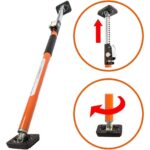 Orange Teleskop-Sicherungsstange von SCHMIDT security tools mit schwenkbaren gummierten Andruckplatten