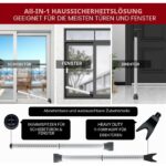 Weisse dreiteilige Türsicherungsstange aus Metall mit Y-förmigem Kopf und schwarzem Gummifuss