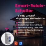 Schmaler weisser Hutschienen-Stromzähler TONGOU TO-Q-SYS-JWT mit farbigem Display, Schaltwippe und Schraubklemmen für Phase und Neutralleiter