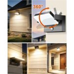 Schwarze rechteckige LED-Aussenwandleuchte ledmo mit schwenkbarem Panel und Bewegungsmelder
