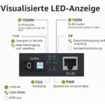 Schwarzer Medienkonverter von 10Gtek im Metallgehäuse mit SFP-Steckplatz, RJ45-Buchse und beiliegendem SFP-Modul