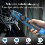 Blauer Leitungssucher Mastfuyi FY869B mit Sender und Empfänger, Krokodilklemmen-Kabel, RJ45-Adapterkabel und Aufbewahrungstasche
