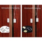 Zehn Paare weisse Kunststoff-Magnetkontakte mit weissem Anschlusskabel und Befestigungsschrauben