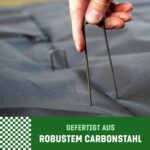 Schwarze unverzinkte GardenGloss U-Erdanker aus Stahl für Vlies, Netze und Gartenbefestigungen.