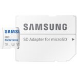 Weisse Samsung PRO Endurance microSDXC-Karte 128 GB mit SD-Adapter