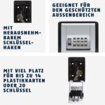 Silberner Schlüsseltresor ABUS KeyGarage 787 mit vier schwarzen Zahlenrädern und schwarzer Schiebeblende zur Wandmontage