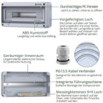 Grau-weisser Aufputz-Verteilerkasten EYPINS mit transparentem Klappdeckel und Platz für achtzehn Module