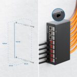 Schwarzes deleyCON Patchpanel mit acht RJ45-Keystone-Modulen aus Metall und Kabelbindern