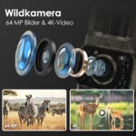 Wildkamera MAXDONE PH960W im Tarnmuster mit Objektiv, Infrarot-LEDs und Bewegungssensor an der Front