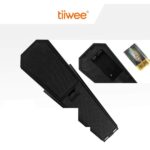Zwei schwarze Alarm-Türstopper von tiiwee mit gebürsteter Oberseite und rundem Alarmschalter