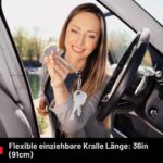 Silberner flexibler Krallengreifer und teleskopischer Magnetstab NoCry mit schwarzem Gummigriff