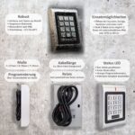 Silbernes Codeschloss Gelikom SK1 mit Metalltastatur, Zifferntasten und RFID-Lesefeld