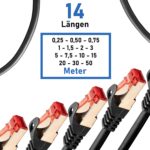 Schwarzes BIGtec 50m LAN Patchkabel mit RJ45-Steckern