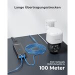 Schwarzer Reolink PoE-Injektor mit zwei RJ45-Buchsen an der Stirnseite