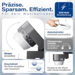 Anthrazitfarbener Bewegungsmelder HUBER Motion 100 auf Wandarm mit nach unten gerichteter weisser Fresnel-Linse und drei Drehreglern