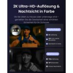Silberne SwitchBot Video-Türklingel mit runder Weitwinkellinse, weisser 4,3-Zoll-Innenmonitor mit Standfuss und schwarzes Solarpanel auf schwenkbarem weissem Montagearm mit USB-C-Kabel