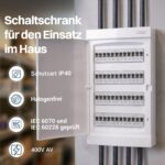 Weisser Aufputz-Sicherungskasten Intratec mit vier Reihen für achtundvierzig Module und weisser Tür