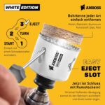 Elfteiliges Amboss White Edition Lochsägen-Set aus Bi-Metall im schwarzen Koffer mit acht weissen Lochsägen von 19 bis 83 mm