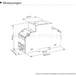 Weisser einphasiger Hutschienenzähler B+G E-Tech DRS255BC mit blau beleuchtetem LC-Display, rotem Wahlknopf und Typenschild 230 V, 5(50) A
