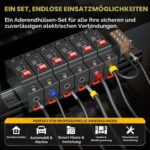 Schwarz-gelbe DxCRIMP Sechskant-Aderendhülsenzange mit zweilagigem Sortimentskasten voller isolierter und unisolierter Aderendhülsen