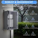 CAMWAY Verteilerkasten aus grauem ABS-Kunststoff mit durchscheinender Sichttür, 40 x 30 x 16 cm, mit Zahlenschloss und Wandhaltern