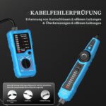 Blauer Leitungssucher Mastfuyi FY869B mit Sender und Empfänger, Krokodilklemmen-Kabel, RJ45-Adapterkabel und Aufbewahrungstasche