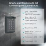 MATHFEL Codeschloss AC290SDK in Anthrazit aus druckgegossenem Aluminium mit Zifferntastatur und fünf blauen RFID-Transpondern
