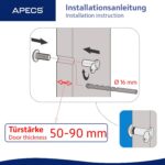 Verchromter APECS Türspion 6016 aus Messing mit Weitwinkellinse und drehbarer Sichtschutzklappe