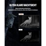 Wildkamera CEYOMUR CY75 im Tarnmuster mit Solarpanel auf dem Deckel, daneben USB-Kabel, Speicherkarte und Befestigungsgurt